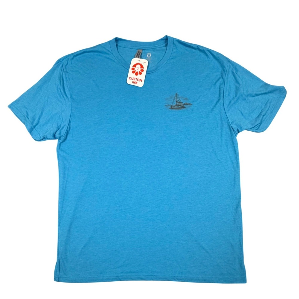Next Level Apparel Sea-Esta Catamaran Sailboat Graphic T-Shirt Blue Mens 2XL NWT